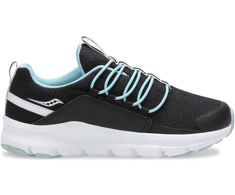 Saucony Stretch & Go Kids' Sneakers Black / Turquoise | Canada 765AHKP